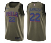 Youth Nike Philadelphia 76ers #22 Wilson Chandler Swingman Green Salute to Service NBA Jersey