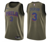 Youth Nike Philadelphia 76ers #3 Allen Iverson Swingman Green Salute to Service NBA Jersey