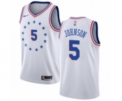 Youth Nike Philadelphia 76ers #5 Amir Johnson White Swingman Jersey - Earned Edition