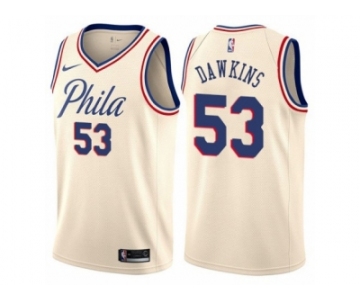 Youth Nike Philadelphia 76ers #53 Darryl Dawkins Swingman Cream NBA Jersey - City Edition