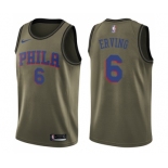 Youth Nike Philadelphia 76ers #6 Julius Erving Swingman Green Salute to Service NBA Jersey