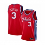 Youth Philadelphia 76ers #3 Allen Iverson Swingman Red Finished Basketball Jersey - Statement Edition