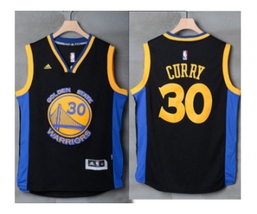 Golden State Warriors #30 Stephen Curry Black Blue Stitched NBA Jersey