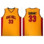 Golden State Warriors #33 Kevin Durant Gold Oak Hill Academy High School Stitched NBA Jersey