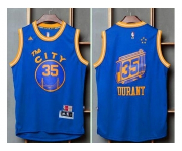 Golden State Warriors #35 Kevin Durant Blue Throwback The City Stitched NBA Jersey