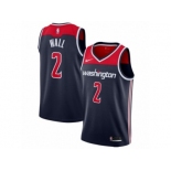 Men Nike Washington Wizards #2 John Wall Authentic Navy Blue NBA Jersey Statement Edition