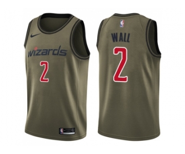 Men Nike Washington Wizards #2 John Wall Green Salute to Service NBA Swingman Jersey