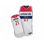 Men's Adidas Washington Wizards #21 JJ Hickson Authentic White Home NBA Jersey