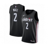 Men's Nike Washington Wizards #2 John Wall Authentic Black NBA Jersey - City Edition