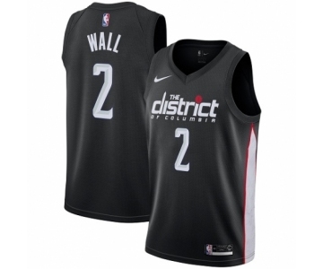 Men's Nike Washington Wizards #2 John Wall Authentic Black NBA Jersey - City Edition