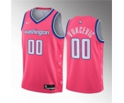 Men's Washington Wizards #00 Tristan Vukcevic Pink 2023 Draft City Edition Stitched Jersey