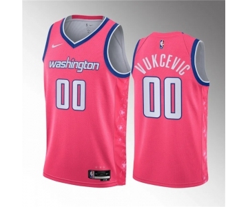 Men's Washington Wizards #00 Tristan Vukcevic Pink 2023 Draft City Edition Stitched Jersey