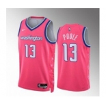 Men's Washington Wizards #13 Jordan Poole Pink Cherry Blossom City Edition Limited Stitched Basketball Jersey