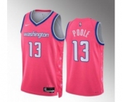 Men's Washington Wizards #13 Jordan Poole Pink Cherry Blossom City Edition Limited Stitched Basketball Jersey