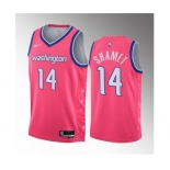 Men's Washington Wizards #14 Landry Shamet Pink 2023 Draft City Edition Stitched Jersey