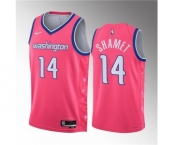 Men's Washington Wizards #14 Landry Shamet Pink 2023 Draft City Edition Stitched Jersey