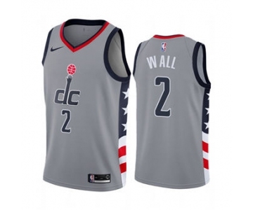 Men's Washington Wizards #2 John Wall Gray City Edition New Uniform 2020-21 Stitched Basketball Jersey