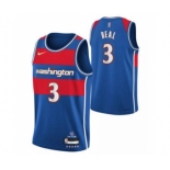 Men's Washington Wizards #3 Bradley Beal 75th Anniversary 2021-2022 Blue City Edition Stitched Basketball Jersey