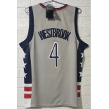 Men's Washington Wizards #4 Westbrook Grey Basketball Jersey 2020-2021 City Edition