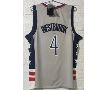 Men's Washington Wizards #4 Westbrook Grey Basketball Jersey 2020-2021 City Edition