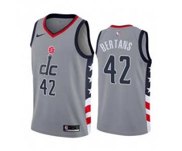 Men's Washington Wizards #42 Davis Bertans Gray City Edition New Uniform 2020-21 Stitched Basketball Jersey