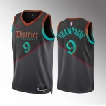 Men's Washington Wizards #9 Justin Champagnie Black 2023-24 City Edition Stitched Basketball Jersey