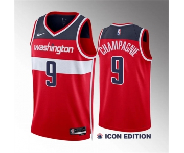 Men's Washington Wizards #9 Justin Champagnie Red Icon Edition Stitched Basketball Jersey