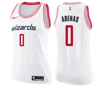 Women's Nike Washington Wizards #0 Gilbert Arenas Swingman White Pink Fashion NBA Jersey