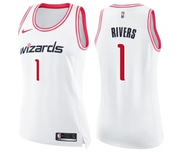 Women's Nike Washington Wizards #1 Austin Rivers Swingman White Pink Fashion NBA Jersey