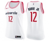 Women's Nike Washington Wizards #12 Kelly Oubre Jr. Swingman White Pink Fashion NBA Jersey