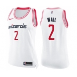 Women's Nike Washington Wizards #2 John Wall Swingman White Pink Fashion NBA Jersey