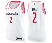 Women's Nike Washington Wizards #2 John Wall Swingman White Pink Fashion NBA Jersey