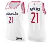 Women's Nike Washington Wizards #21 Dwight Howard Swingman White Pink Fashion NBA Jersey