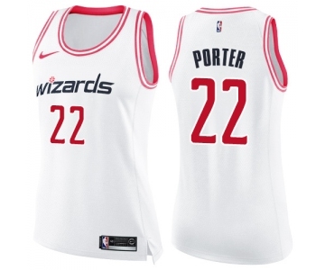 Women's Nike Washington Wizards #22 Otto Porter Swingman White Pink Fashion NBA Jersey