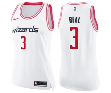 Women's Nike Washington Wizards #3 Bradley Beal Swingman White Pink Fashion NBA Jersey