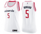 Women's Nike Washington Wizards #5 Juwan Howard Swingman White Pink Fashion NBA Jersey