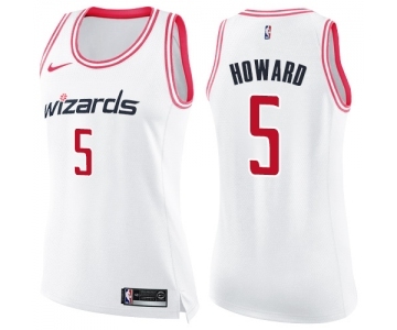 Women's Nike Washington Wizards #5 Juwan Howard Swingman White Pink Fashion NBA Jersey