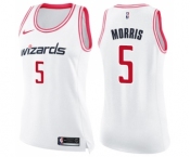 Women's Nike Washington Wizards #5 Markieff Morris Swingman White Pink Fashion NBA Jersey