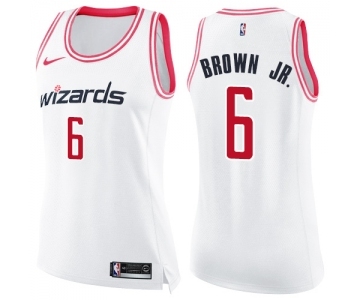 Women's Nike Washington Wizards #6 Troy Brown Jr. Swingman White Pink Fashion NBA Jersey