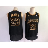 Adidas Men's Los Angeles Lakers #23 LeBron James Black Gold Retro Basketball Jersey