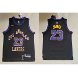 Lakers #23 LeBron James Black Nike 2023-24 City Edition Swingman Jersey