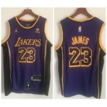 Lakers #23 Lebron James Purple Swingman Jersey