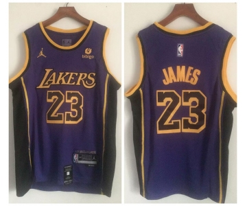 Lakers #23 Lebron James Purple Swingman Jersey