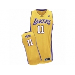 Men Adidas Los Angeles Lakers #11 Brook Lopez Authentic Gold Home NBA Jersey