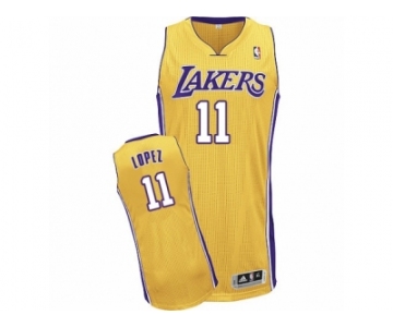 Men Adidas Los Angeles Lakers #11 Brook Lopez Authentic Gold Home NBA Jersey