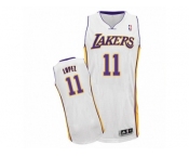 Men Adidas Los Angeles Lakers #11 Brook Lopez Authentic White Alternate NBA Jersey