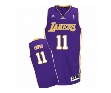 Men Adidas Los Angeles Lakers #11 Brook Lopez Swingman Purple Road NBA Jersey