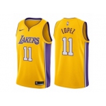 Men Los Angeles Lakers #11 Brook Lopez Gold 2017-18 Swingman NBA Jersey