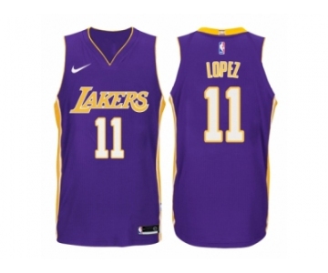 Men Los Angeles Lakers #11 Brook Lopez Purple 2017-18 Swingman NBA Jersey