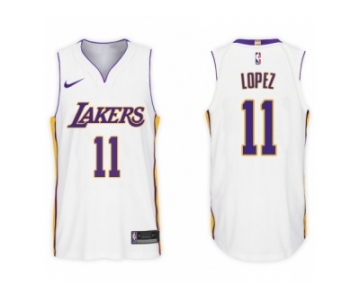 Men Los Angeles Lakers #11 Brook Lopez White 2017-18 Swingman NBA Jersey